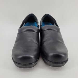 8.5W Dr. Scholl’s Dynamo Work Clogs Black Leather‌ Slip Resistant Women EUR 38.5